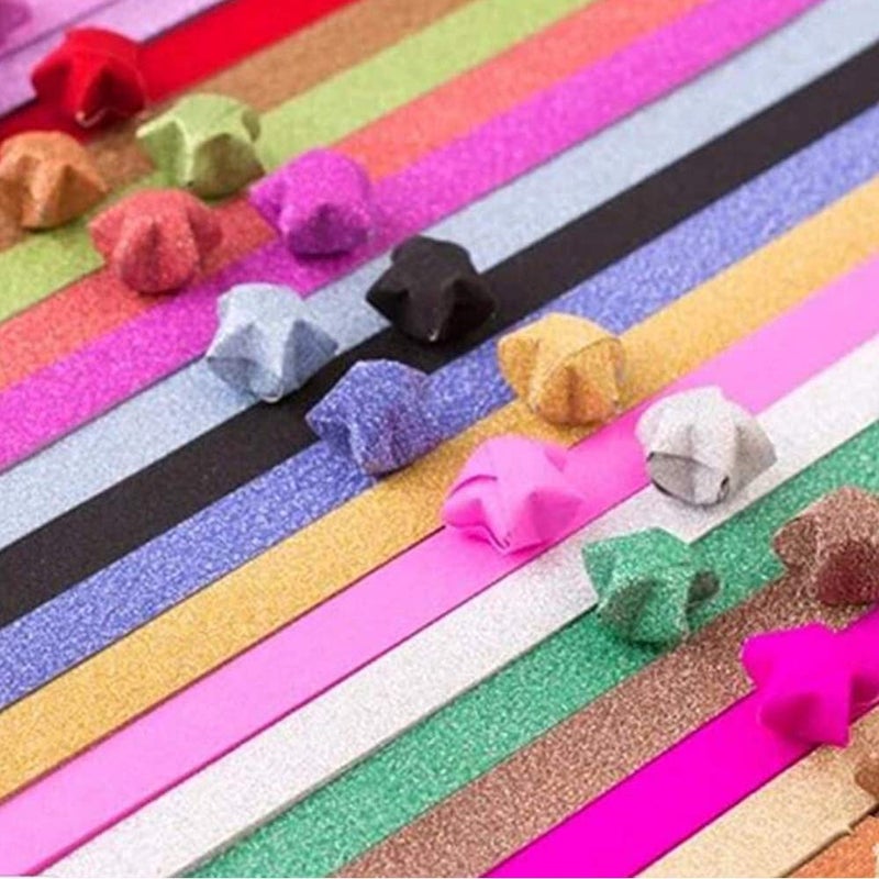 HYSTYLE Origami Stars Papers Package DIY Paper Glitter Origami Stars, 400 Sheets, 20 Colors (20 Glitter Colors) - Image 3